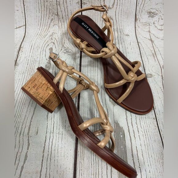 Matt Bernson Elba Sandals Rose Gold Knot Strap Block Heel Sundance Size 10 - Picture 10 of 10